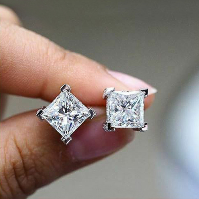 Huitan Eenvoudige Prinses Vierkante Oorbellen Vrouwen/Mannen Accessoires Piercing Luxe Ingelegd Aaa Zirconia Mode-sieraden