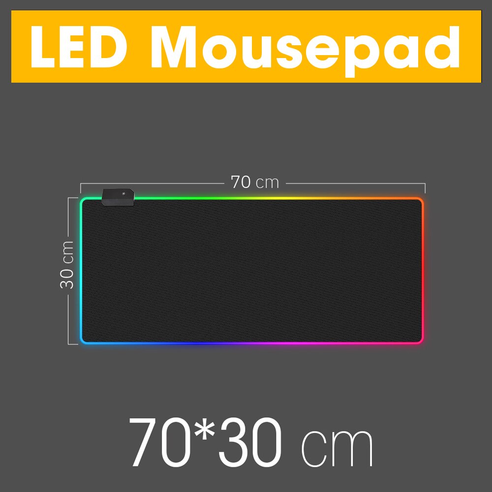 LED Light Gaming Mouse Pad RGB Super Soft Large Keyboard Cover Non-Slip Rubber Base Computer Carpet Desk Mat PC Game MousePad: 70 x 30 cm
