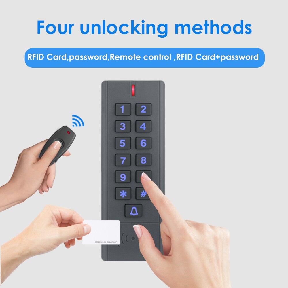 Waterproof Wireless Door Lock Remote Control Access Control 125Khz EM Card RFID Wireless Access Control Keypad Control Reader