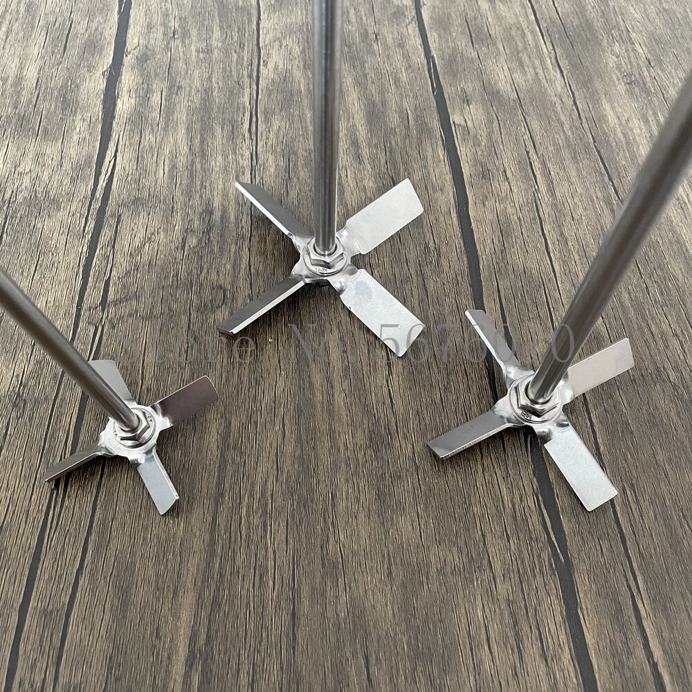 1set Lab 304 stainless steel Propeller with stirring rod,Four-bladed propeller while Stirring press down the material