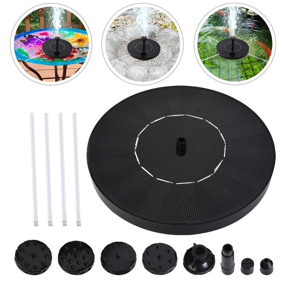 1 Set of Round Solar Fountain Solar Powered Water Pump Waterfall: 1.013X13cm