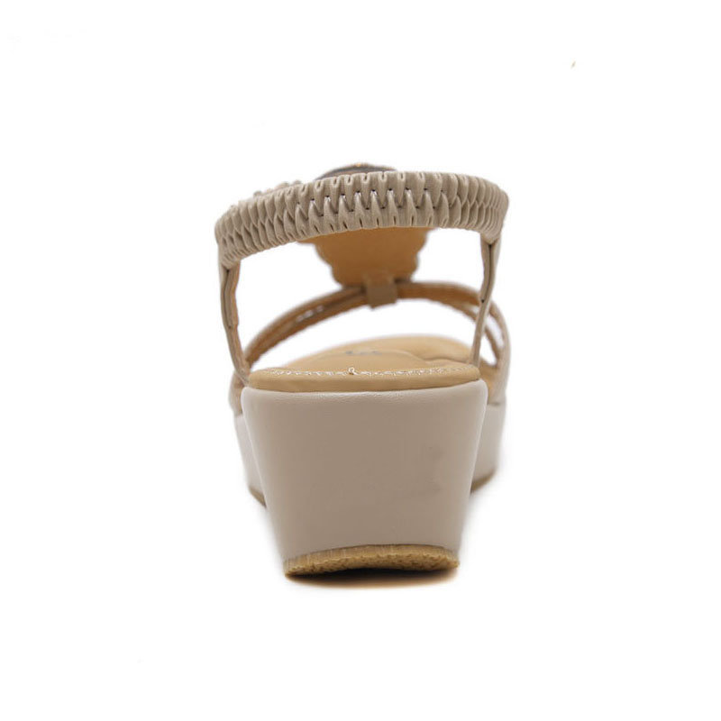 YAERNI-sandales d'été pour femmes, style bohémien, chaussures d'été à talon incliné, perlées, grande taille 35-42, chaussures d'été