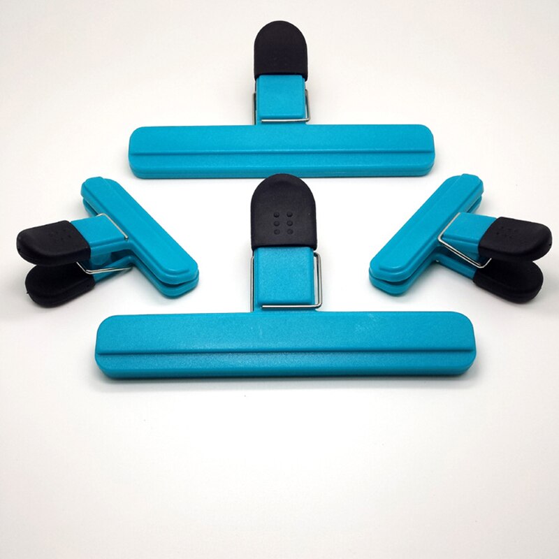 Plastic food sealed bag fresh food clip keep moisture-proof closed clip file binding clip kitchen tool universal seal clip: blue 4PCS