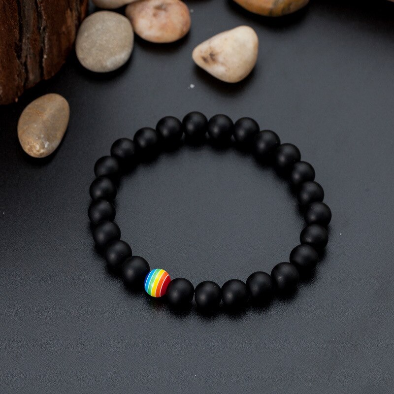 MIQIAO colore arcobaleno perline Gay Gay simbolo lesbico catene braccio cinturino da polso bracciale per uomo donna amici regalo gioielli Boh