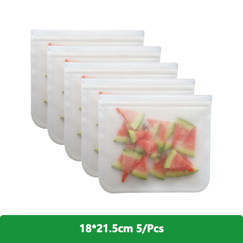 1/2/3/5Pcs Reusable Food Freezer Bags Leakproof Silicone Ziplock Bags BPA Free Meat Fruit Veggies Storage Bag Dishwasher Safe: Red