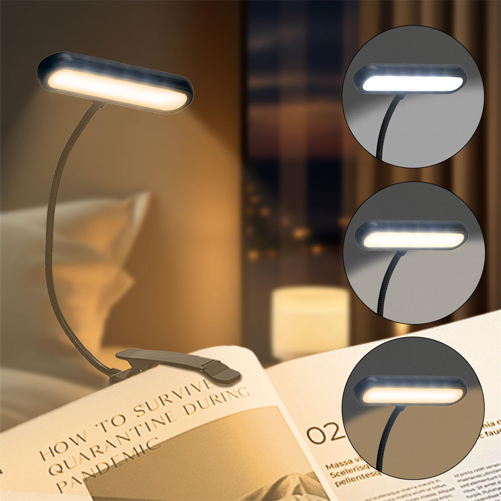LED-boeklicht Leeslamp Oogzorgzame clip-on USB Oplaadbare dimbare lichtlamp Verstelbare flexibele nachtleeslamp: Blauw