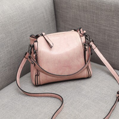 Trend Frauen Tasche Öl Wachs Leder Weibliche Schulter Tasche Kreuz Körper Bote Tote Tasche Geldbörse: rosa