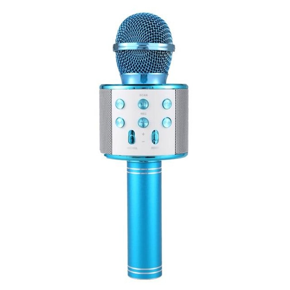 WS858 Draagbare Bluetooth Karaoke Microfoon Draadloze Professionele Spreker Thuis Ktv Handheld Microfoon Dynamische Microfoon Onleny: blue