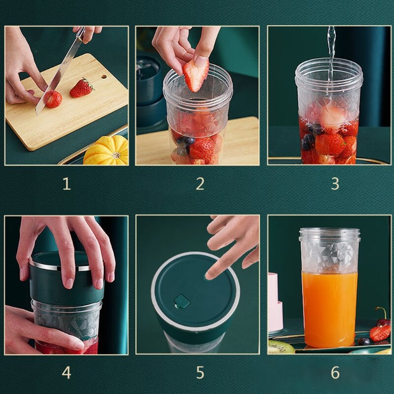 Portable Blender Personal Size Blender Smoothies and Shakes Mini Blender USB Rechargeable Four Blades Handheld Blender