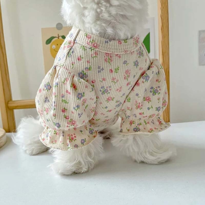 Puff Mouwen Bloemen Hond Kleding Zomer Dunne Huisdier Kleding Puppy Cat Kleding Bichon Teddy Hond Kleding Kleding Voor Kleine Honden huisdieren