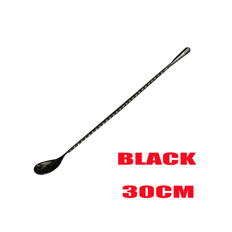 30 cm 40 cm 50 cm Rose gold Rvs Bar Lepels Hoffman Bar Lepels Cocktail Drink Mixer Bar Roeren menglepel Stirrer: black 30cm