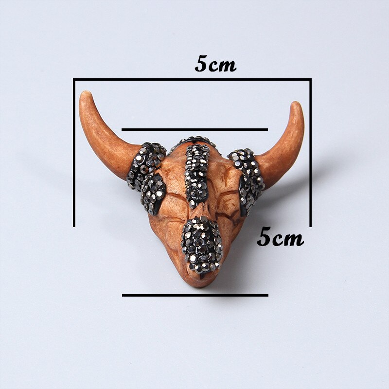 Trendy Men Women Glass cow head transparent gold silver color horns skull necklace pendant for jewelry making handmade male male: 9.Coffee