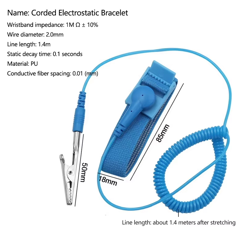 Professionelle antistatische ESD-Erdungssteckdose, L-förmige Steckdose, Bananenstecker, ESD-Handgelenkschlaufe, Erdungskabel, elektrostatisches Erdungskabel: Grün, lila