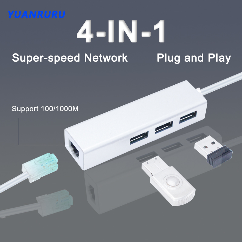 USB Hub 3.0 2.0 USB Ethernet RJ45 Hub100M/1000M Ethernet Adapter Multiple Expander Hub Network Card For Macbook Windows PC