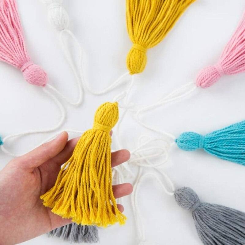 2Pcs/Set Cotton Tassel Garland Pastel Banner Colorful Party Backdrop Decorative Wall Hanging Decorations