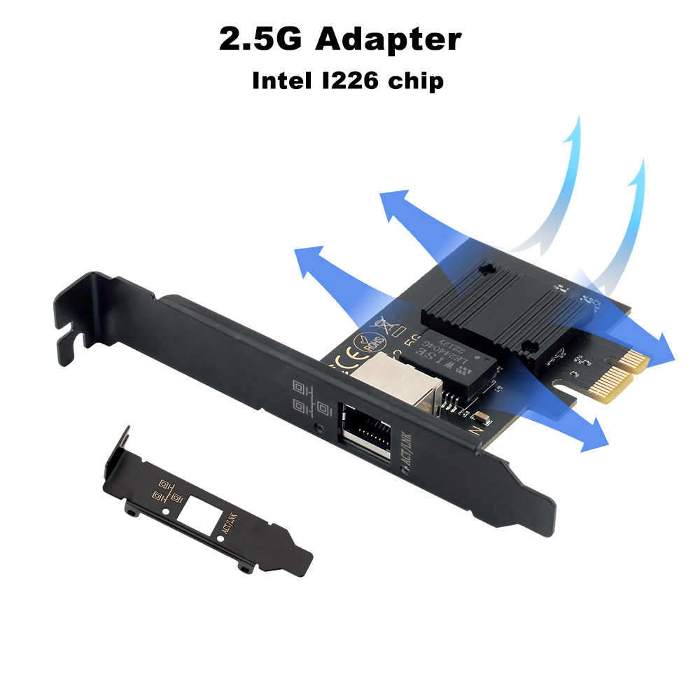 Scheda di rete 2.5G Intel i226 PCIE a RJ45 100/1000/2500Mbps Interfaccia RJ45 LAN Etherent Adattatore Gigabit per PC/desktop per Win