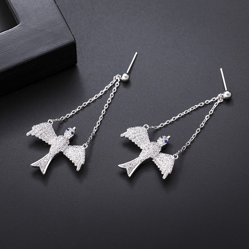 European and American jewelry personality animal earrings female long chain swallow earrings factory