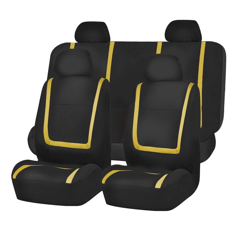 Universal- Auto Sitzbezüge einstellen Airbag Stoff passen Meisten Marken Fahrzeug Innen Zubehör Sitzbezüge Auto Auto Sitz Schutz: 5 Sitze Gelb Schwarz