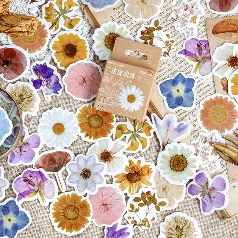 46 pcs/set Autumn Flower Sticker Diy Scrapbooking Diary Planner Decoration Sticker For Photo Album Flowers Scrapbook Stickers