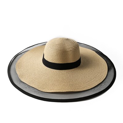 Kant Strand Hoed Dames Mode Dames Zomer Slijtvaste Uv-bescherming Opvouwbare Zonnehoed Zonnehoed Brede rand Strooien Hoed: 4