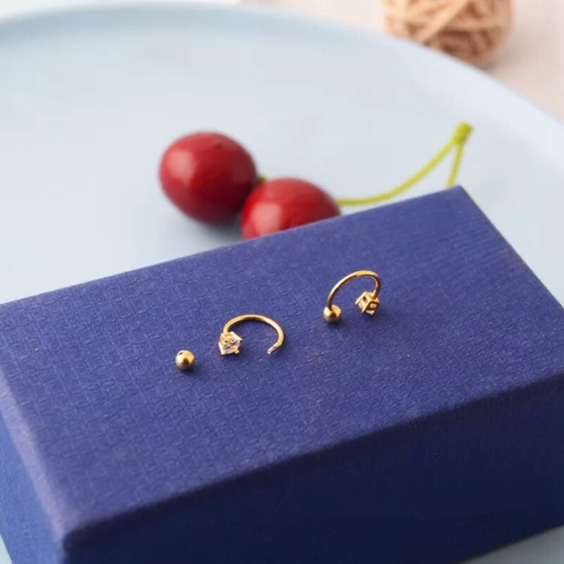 925 Sterling Silber Ohrring Persönlichkeit Zirkon Haken Halbe Kreis Schraube Ohrring Ohr Knochen Nägel Wilde Weibliche Silber Schmuck