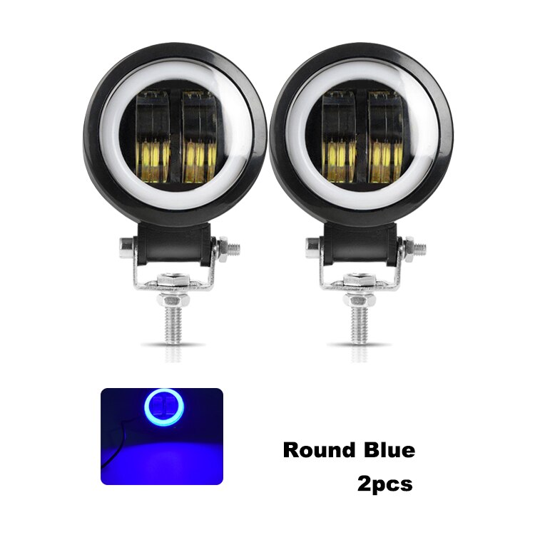 Anmingpu 2x 3 " 20w led enkeli silmät työvalopalkki maastoon 12v 24v kohdevalopalkki yövalopalkki kuorma-autoon 4 x 4 veneeseen mönkijään autoon sumuvalo: 2pc pyöreää sinistä