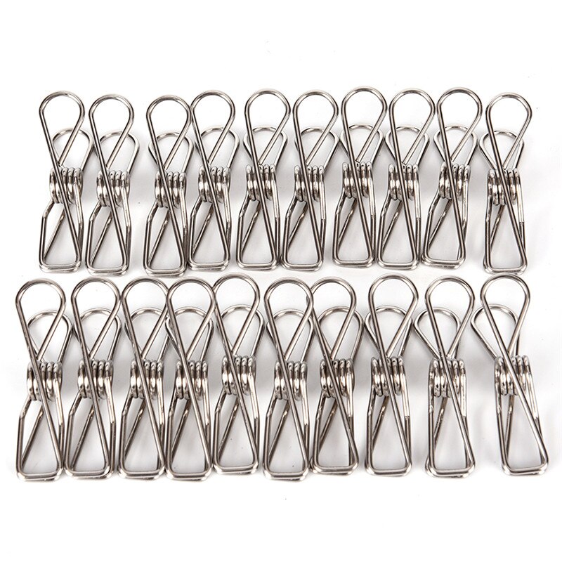 20 Pcs Metal Clothes Pegs Stainless Steel Washing Line Hanger Paper Photos Clip Alloy