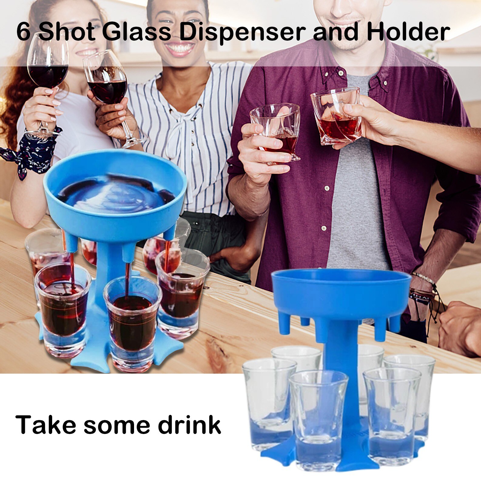 Party Drink Dispenser Met 6 Shot Glazen Set - Acryl Touchless Liquor Dispenser Voor Drank Cide