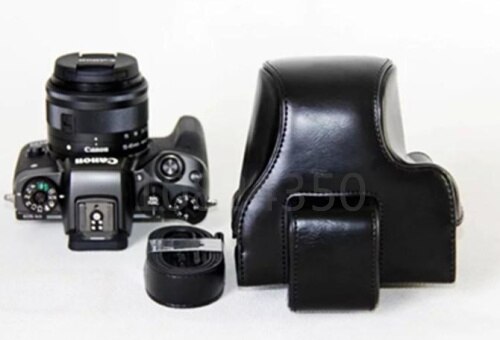 Funda de piel sintética para cámara Canon, EOS M50, M5, con lente de 15-45mm y correa para el hombro