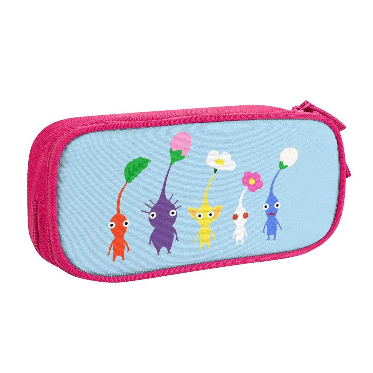 Cute Pikmin Pencil Case Pencilcases Pen Holder for Student Big Capacity Bags Office Zipper Stationery: Pink