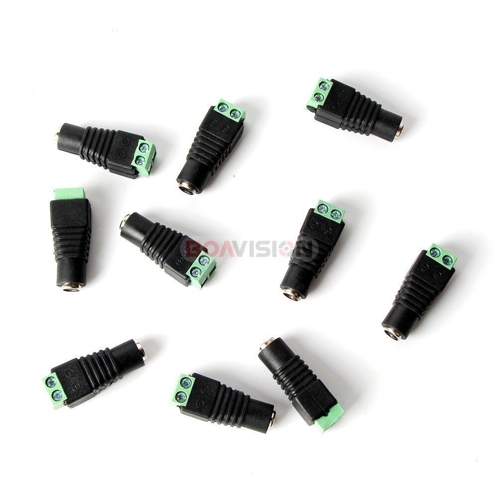 10 Stks/partij Vrouwelijke Dc Connector 5.5/2.1 Mm Cctv Utp Dc Power Adapter Cable Dc/Ac 2/Camera Video Balun