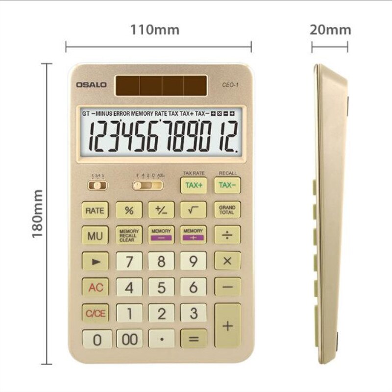 CEO-1 Flat panel calculator business office desktop solar calculator 12-bit display tax calculators