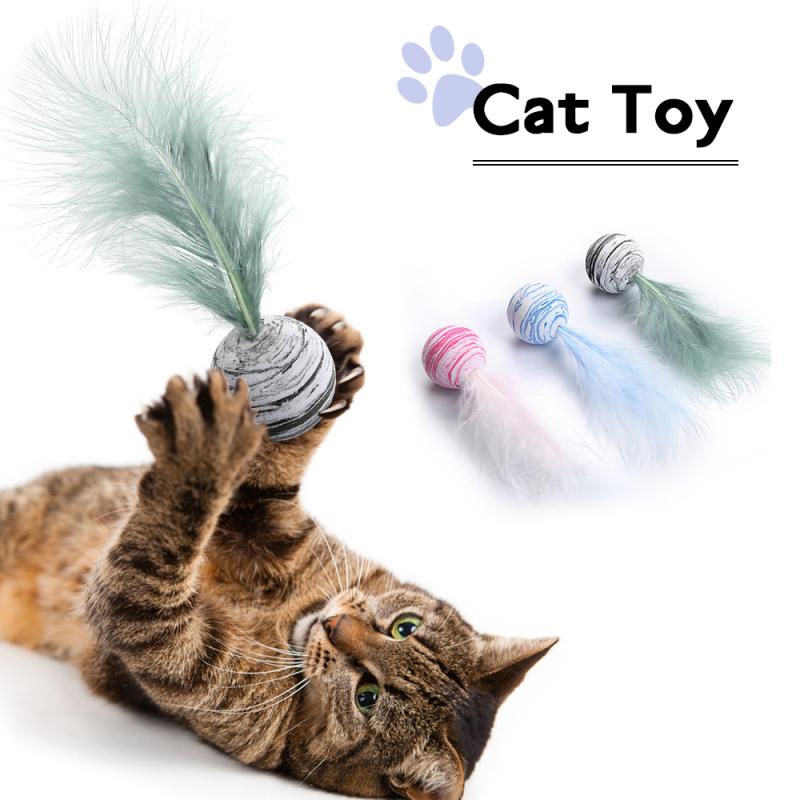 3 couleurs chat jouet étoile balle Plus plume EVA matériel mousse légère balle lancer drôle interactif en peluche jouet bâton plume fournitures