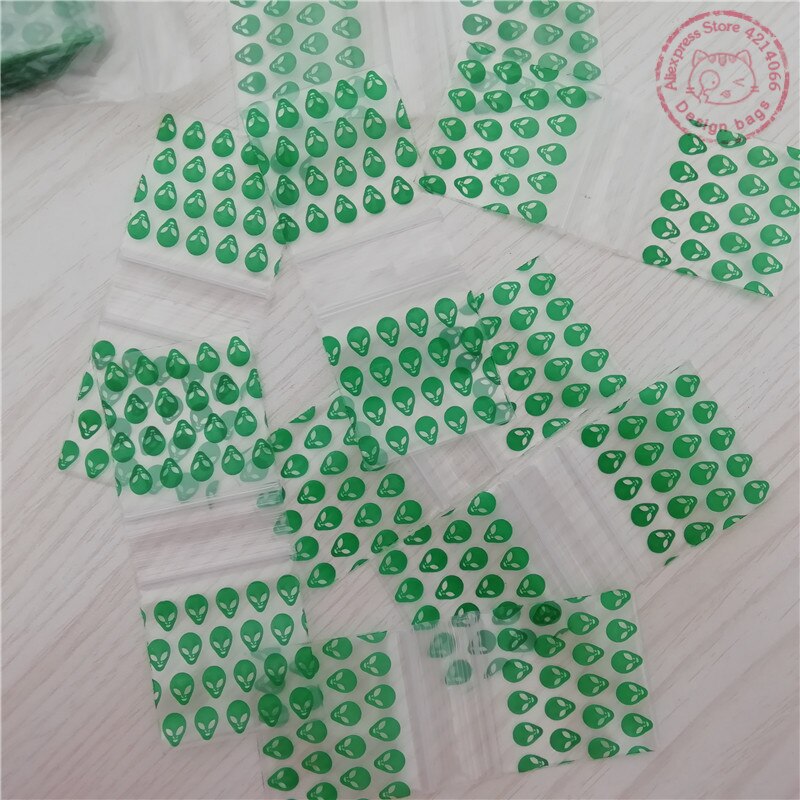 1515 Zware D Naakte Dames Print Desgin Sieraden Tassen Zip Lock Baggies 100Pcs 1.5 "X 1.5" T09: green alien
