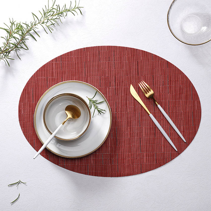 Bamboe Graan Schilderij Placemats Ovale Tafel Mat Cup Bar Mat Keuken Accessoires Pvc Adiabatische Kan Worden Gewassen Salontafel Kom pad