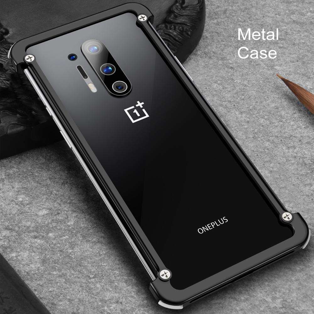 Phone Case For Oneplus 8 & 8pro luxury Metal Frame Shape With Airbag Shockproof original case Bumper Back Bover Cool Case