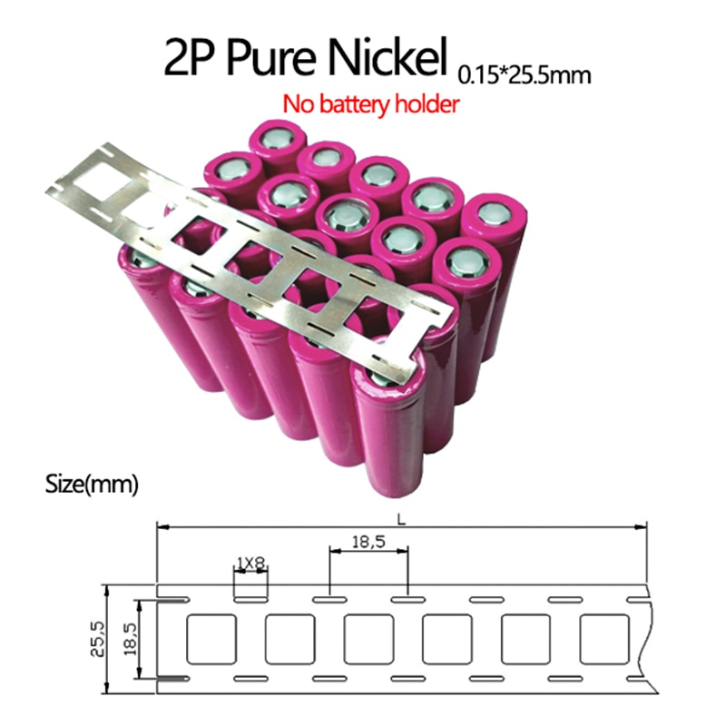 18650 Batterij Nikkel Strip 2P 0.15*25.5Mm Hoge Zuiverheid Pure Nikkel Voor 18650 Lithium Batterij Lassen Verbinding tape Nikkel Riem