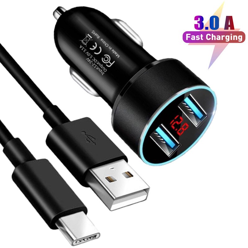 Auto Usb Lader Voor Samsung A51 A71 A41 A31 M31S A21S S8 S9 S10 S20 S21 Plus Snelle Opladen 3.1A telefoon Oplader Usb Type C Kabel