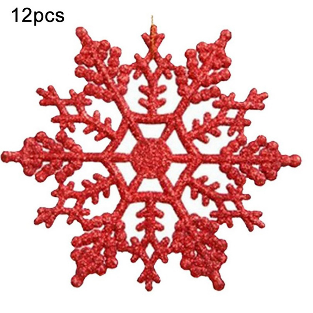 12 Stuks Plastic Kerst Xmas Sneeuwvlok Ornamenten Tiny Sparkling Sequin Glitter Sneeuw Op String Wedding Decor: NO.3