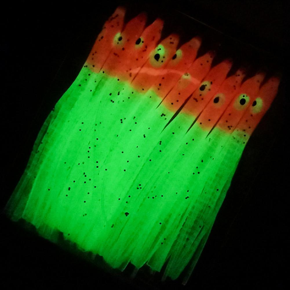 10Pcs Luminous Squid Skirts Soft Lure Pesca Squid Bait Night Fishing Lure Octopus Glow Rubber Artificial Bait Fishing Products