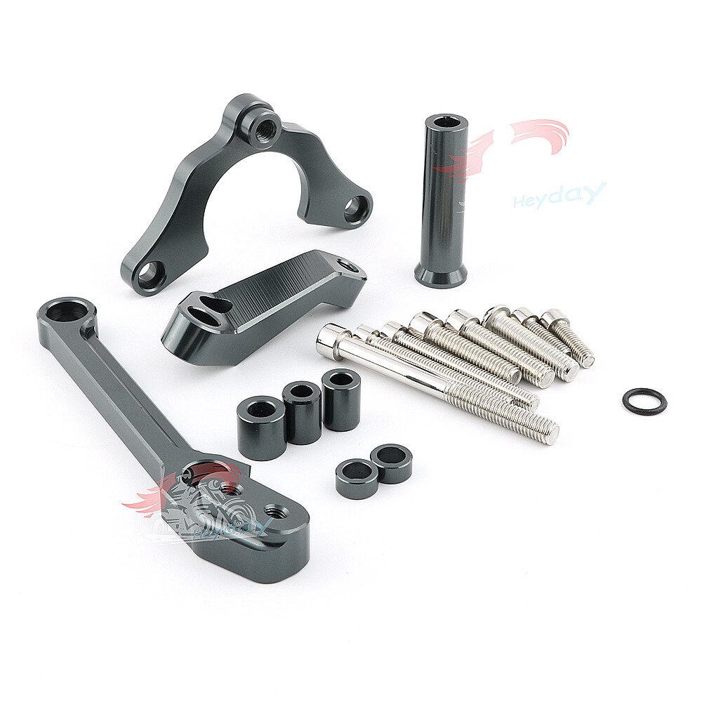 Soporte de amortiguador de pedal de aleación de titanio para motocicleta Kawasaki Z900, mango de amortiguación de dirección para motocicleta, codificación dura orientada: Gris