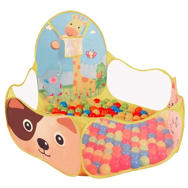 Baby Ball Pool Baby Play Tent Portable Baby Ball Ocean Pool and Basketball Hoop Animal Theme