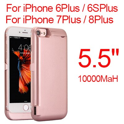 10000Mah Power Bank Case Voor Iphone 6 6S 7 8 Plus Case Batterij Oplader Voor Iphone 6 4s Iphone 6 7 8 Power Bank Opladen Case: Rose 6P 6sP 7P 8P3