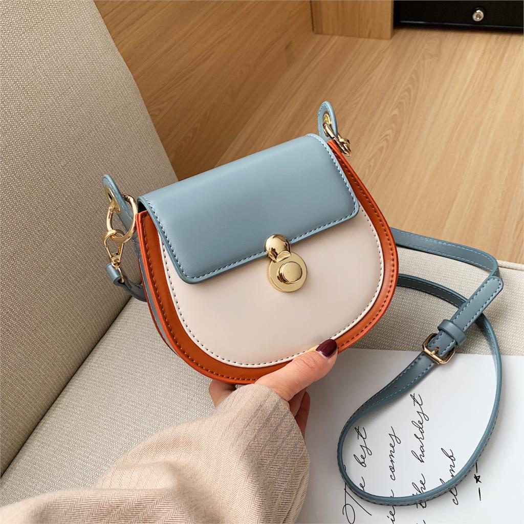 PU Leather Contrast color Crossbody Bags For Women Small Shoulder Bag Female Handbags and Purses travel bags