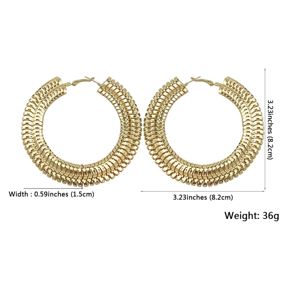 MANILAI Punk Wide Chain Hoop Earrings For Women Big Round Statement Earrings Chunky Brincos Jewelry Golden Silver Color