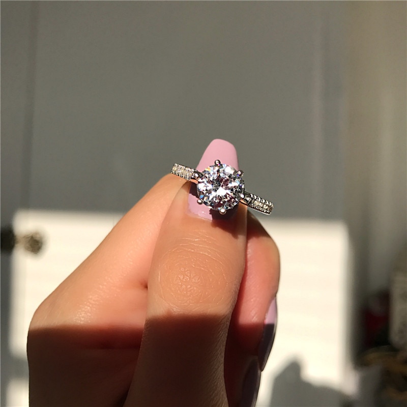 Modyle Cubic Zirconia Female Silver Color Ring for Woman Bride wedding Crystal Ring Engagement Ring