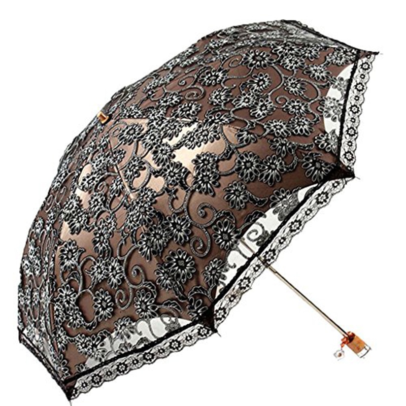 Paraguas de encaje bordado para mujer, sombrilla de verano para niñas, sombrillas para sol y lluvia, sombrilla portátil para mujer