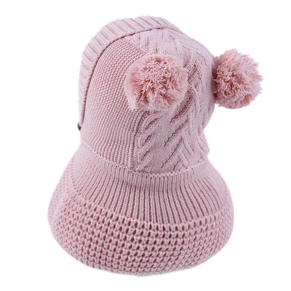 Chapeau casque enfant hiver garçon fille tricot bonnet doublure polaire pompon casquette ski extérieur accessoire
