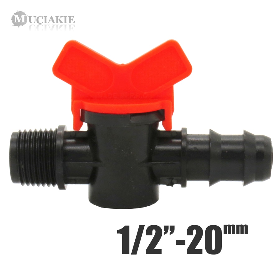 MUCIAKIE 1PC 1/2'' Male Thread Valve Connector to 20mm Garden Irrigation Fitting Micro Garden Pipe Drip Tape Adaptor