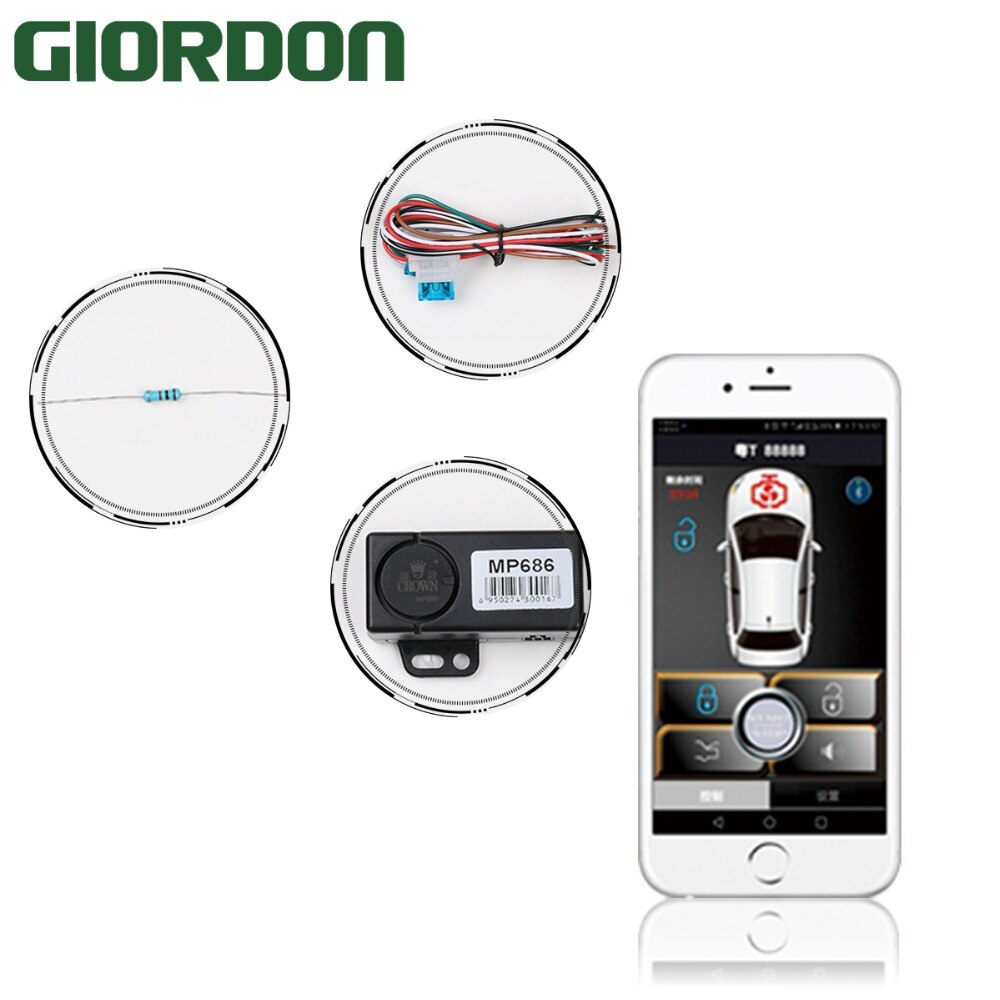 Smartphone système d'alarme voiture | compatible avec le téléphone ios et android, système de démarrage du moteur de la voiture, clé intelligente PKE voiture 686A